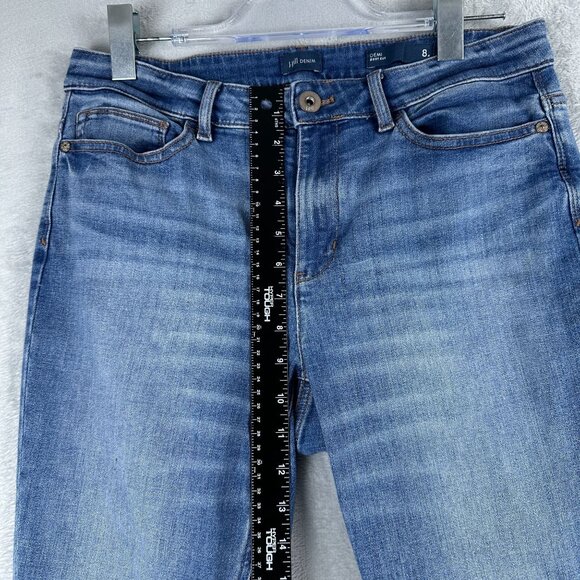 J. Jill Demi Bootcut Jeans Size 8 Frayed Hem Womens Mid Rise Light Wash Blue - Picture 8 of 12
